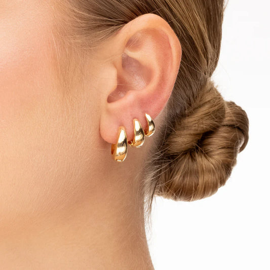 Trio Earring Smooth Articulated Hoop 18k Gold Plated