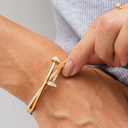 18K Gold Plated Zirconia Nail Bracelet