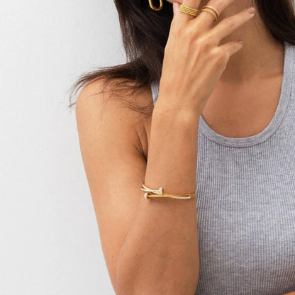 18K Gold Plated Zirconia Nail Bracelet