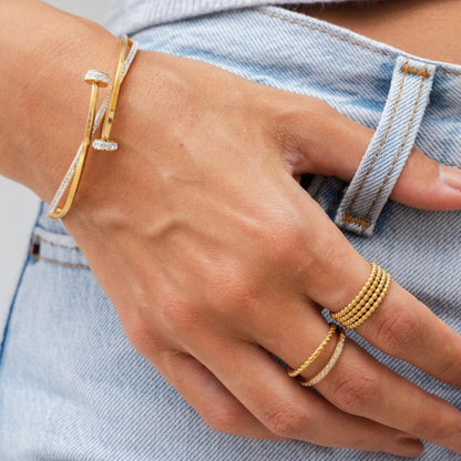 18K Gold Plated Zirconia Nail Bracelet