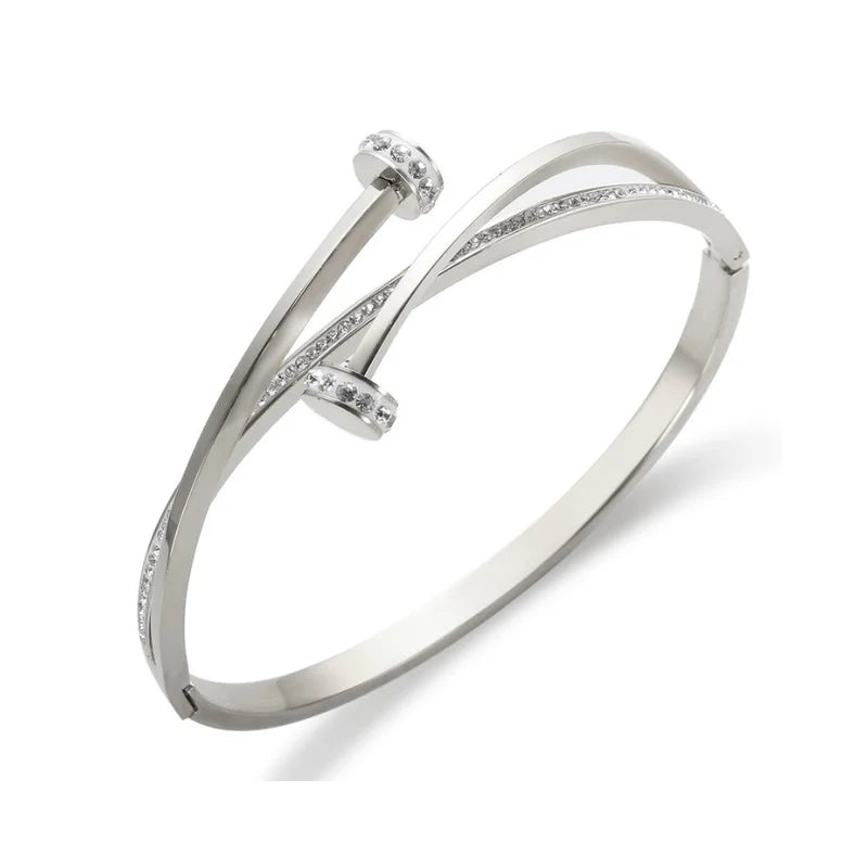 18K Gold Plated Zirconia Nail Bracelet