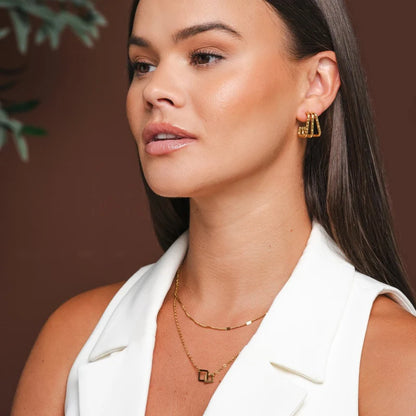 Amelie Triple Division Earrings 18K Gold Plated