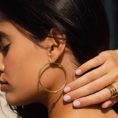 18K Gold Plated Central Knot Hoop Earring