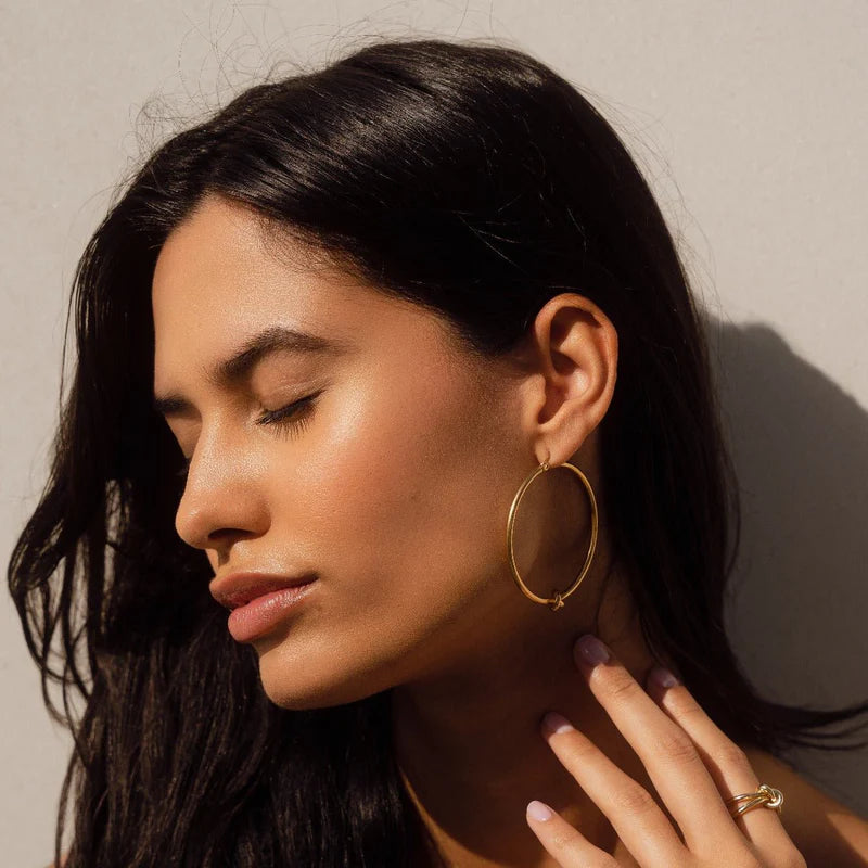 18K Gold Plated Central Knot Hoop Earring