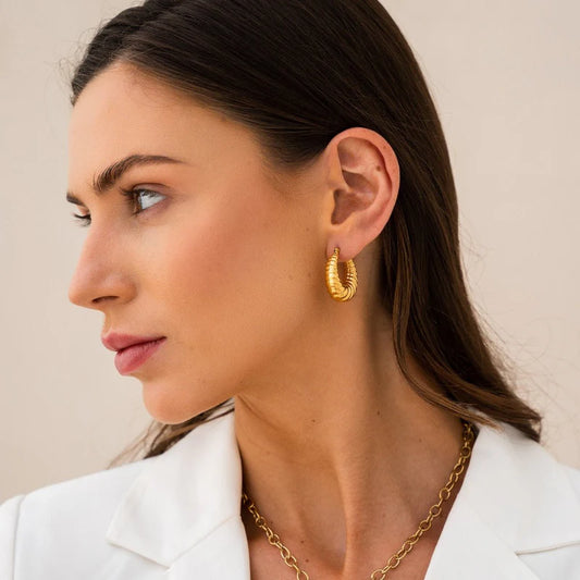 Croissant Hoop Earrings 18K Gold Plated