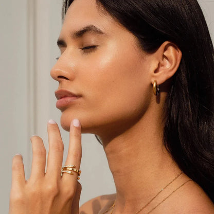 18k Gold Plated Contrast Hoop Earrings