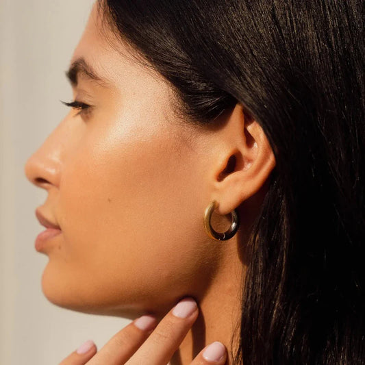 18k Gold Plated Contrast Hoop Earrings