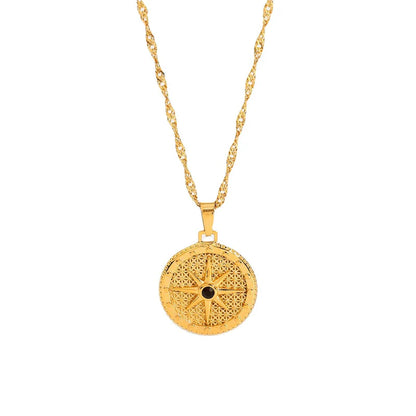 Compass Rose Star Necklace 18k Gold Plated