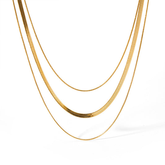 Celina Trio Layered Mesh Necklace 18K Gold Plated
