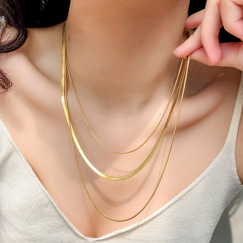 Celina Trio Layered Mesh Necklace 18K Gold Plated