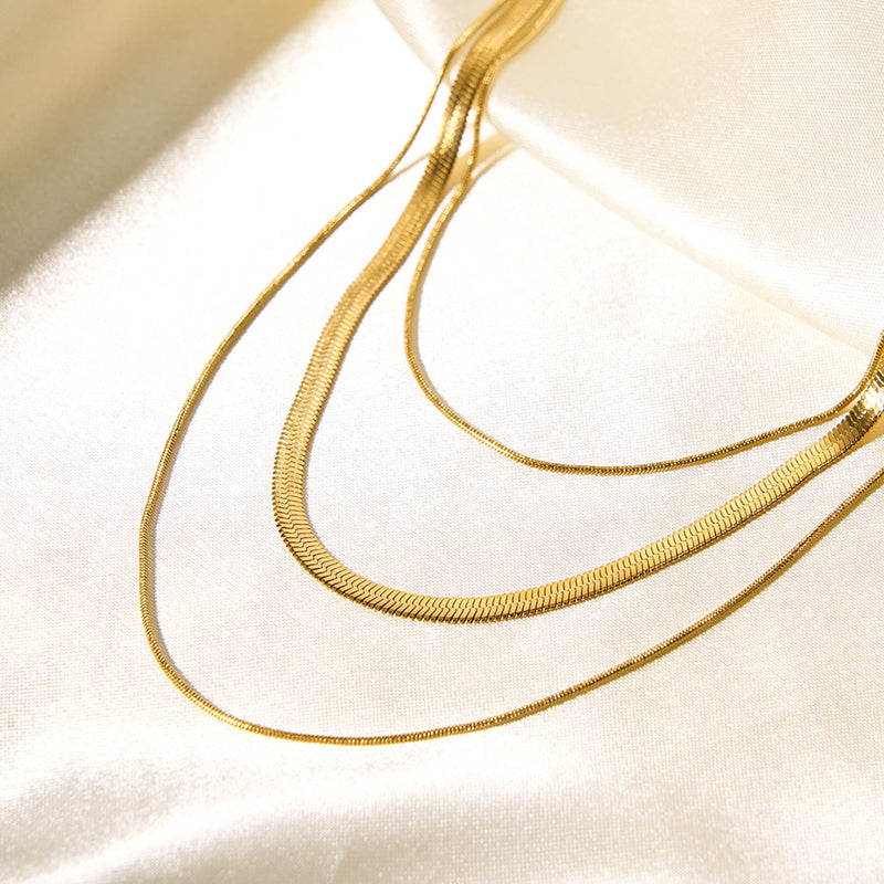Celina Trio Layered Mesh Necklace 18K Gold Plated
