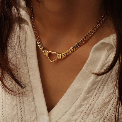 Minimalist Heart Choker Necklace 18K Gold Plated
