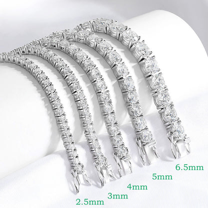 Moissanite Bracelet Plated in Sterling Silver and 18k White Gold