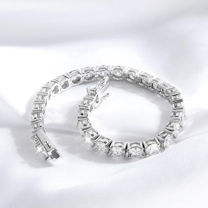 Moissanite Bracelet Plated in Sterling Silver and 18k White Gold