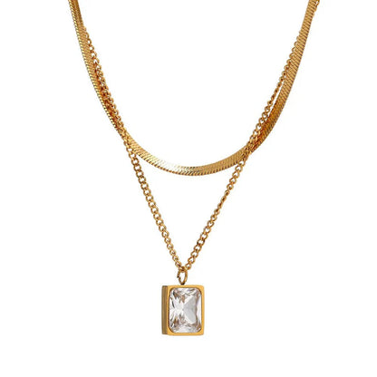 Necklace with  crystal pendant square zirconia