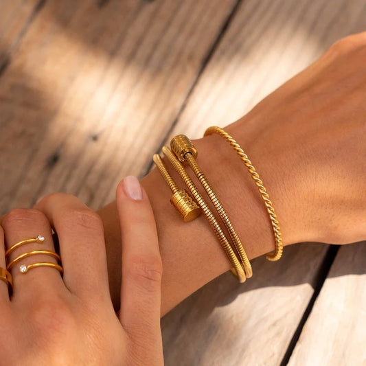 18K Gold Plated Triple Spiral Bracelet