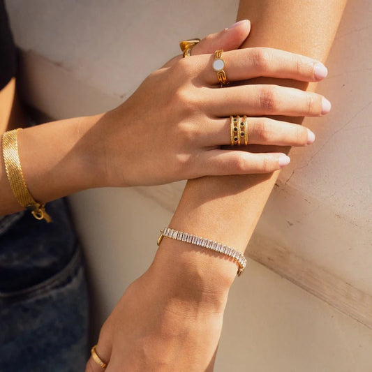 Lock Riviera Baguette Bracelet 18K Gold Plated